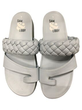 Sam & Libby Light Gray Braided Slide Sandals S9